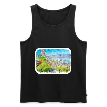 Quebec Kanada Aquarell Skizze gezeichnete Illustration - Männer Premium Bio Tank Top - Schwarz - Vorne - AI Model Male 178 light (178cm)