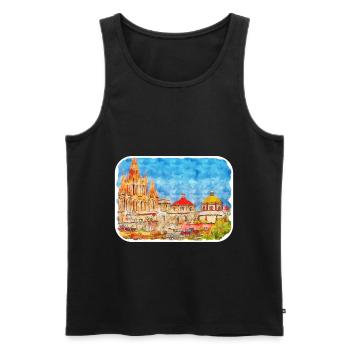 San Miguel De Allende Mexique Aquarelle Esquisse Dra - Débardeur bio Premium Homme - noir - Devant - Michal (187cm)