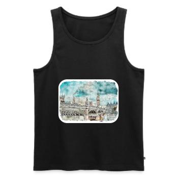 Uk Landmark Watercolor Sketch Painting Illustratio - Men's Premium Organic Tank Top - black - Front - Michal (187cm)