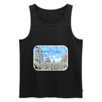 Madrid Spain Watercolor Sketch Drawn Painting - Men's Premium Organic Tank Top - black - Front - AI Model Male 178 light (178cm)