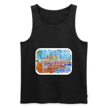 Cartagena Kolumbien Aquarell Skizze Gezeichnet Illustr - Männer Premium Bio Tank Top - Schwarz - Vorne - Michal (187cm)