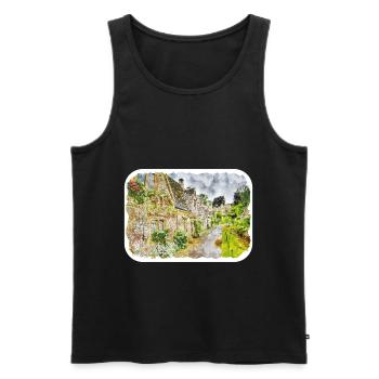 Ireland UK Watercolor Sketch Drawn Illustration - Men's Premium Organic Tank Top - black - Front - Michal (187cm)