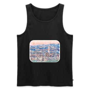 Busan South Korea Watercolor Sketch Illustration - Men's Premium Organic Tank Top - black - Front - Michal (187cm)