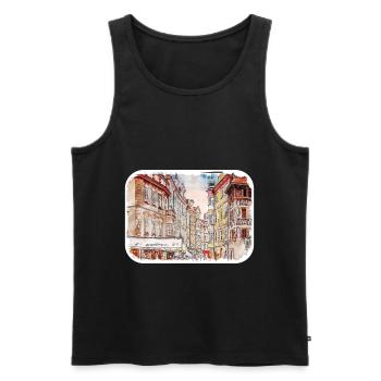 Prag Tschechien Aquarell Skizze Zeichnung - Männer Premium Bio Tank Top - Schwarz - Vorne - Michal (187cm)
