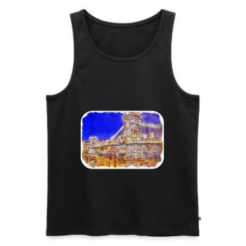 Budapest Ungarn Aquarell Skizze Illustration - Männer Premium Bio Tank Top - Schwarz - Vorne - AI Model Male 178 light (178cm)