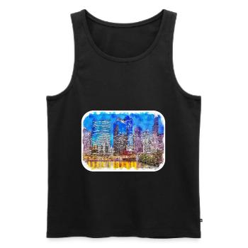 Chicago USA Watercolor Sketch Drawn Illustration - Men's Premium Organic Tank Top - black - Front - Michal (187cm)