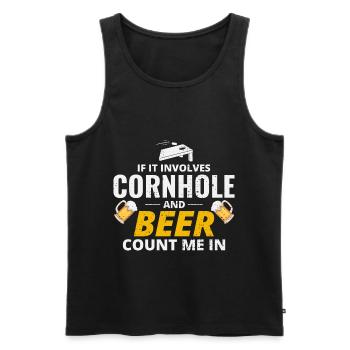 Cornhole Drinking Bean Bag Toss Jeu de pelouse en plein air - Débardeur bio Premium Homme - noir - Devant - Michal (187cm)