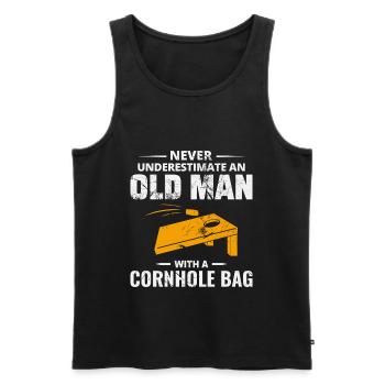Cornhole Granndpa Bean Bag Toss Game Fathers day - Men's Premium Organic Tank Top - black - Front - Michal (187cm)