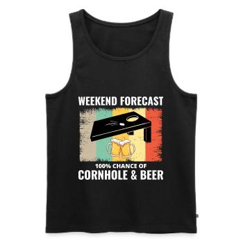 Cornhole Drinking Bean Bag Toss Jeu de pelouse en plein air - Débardeur bio Premium Homme - noir - Devant - Michal (187cm)