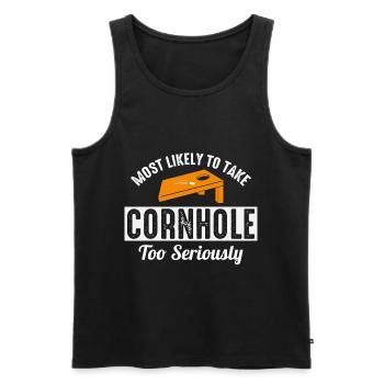 Cornhole Bean Bag Toss Jeu de pelouse en plein air drôle - Débardeur bio Premium Homme - noir - Devant - Michal (187cm)
