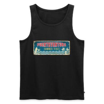 Fuerteventura Sommer Sonne Strand Meer Palmen - Männer Premium Bio Tank Top - Schwarz - Vorne - AI Model Male 178 light (178cm)