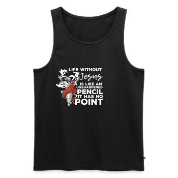 The funny life without Jesus is like an undaunted - Men's Premium Organic Tank Top - black - Front - AI Model Male 178 light (178cm)