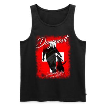 World Line Dogsport Switzerland Line - Men's Premium Organic Tank Top - black - Front - AI Model Male 178 light (178cm)