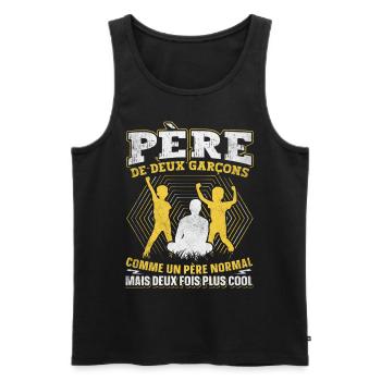 Père De Deux Garcons Papa Fête Des Pères - Débardeur bio Premium Homme - noir - Devant - Michal (187cm)