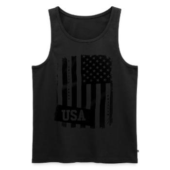 US Flag - Men's Premium Organic Tank Top - black - Front - AI Model Male 178 light (178cm)