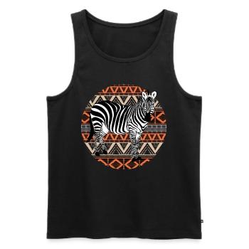 Tshirt zèbre en Afrique Horse Safari - Débardeur bio Premium Homme - noir - Devant - Michal (187cm)