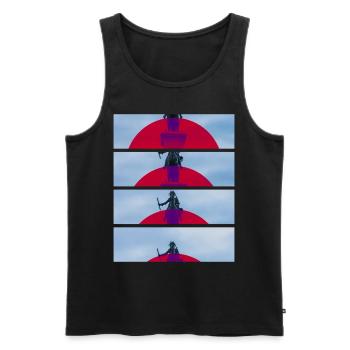 Madrid Spain City Skyline Home Love - Men's Premium Organic Tank Top - black - Front - Michal (187cm)