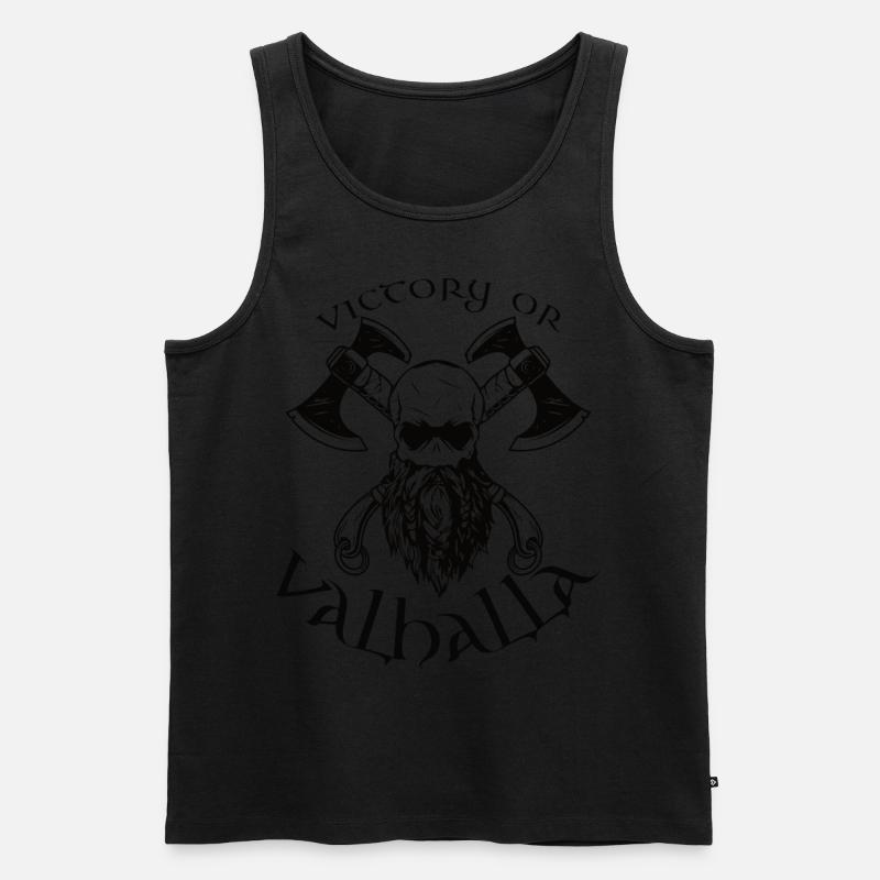 Victory or Valhalla - Männer Premium Bio Tank Top - Schwarz