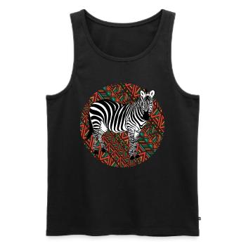 Tshirt zèbre en Afrique Horse Safari - Débardeur bio Premium Homme - noir - Devant - Michal (187cm)