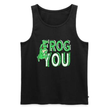 Frosch Dich grüner Frosch zeigt Finger für Frosch - Männer Premium Bio Tank Top - Schwarz - Vorne - AI Model Male 178 light (178cm)