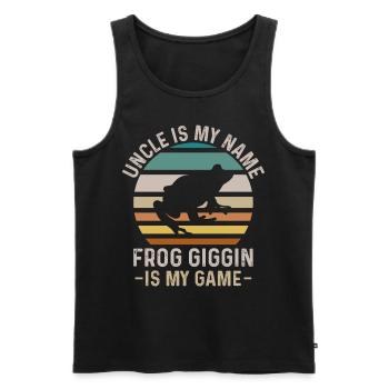 Onkel ist mein Name Frosch Jagd ist mein Hobby - Männer Premium Bio Tank Top - Schwarz - Vorne - Michal (187cm)