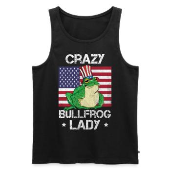 Verrückte Amerika Ochsenfrosch Lady fängt und isst - Männer Premium Bio Tank Top - Schwarz - Vorne - Michal (187cm)