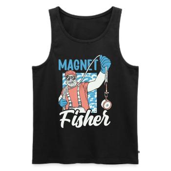 Magnet Pêcheur Aimant Pêche magnétique - Débardeur bio Premium Homme - noir - Devant - AI Model Male 178 light (178cm)