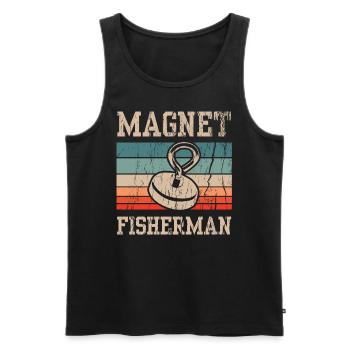 Magnet Pêcheur Aimant Pêche magnétique - Débardeur bio Premium Homme - noir - Devant - AI Model Male 178 light (178cm)