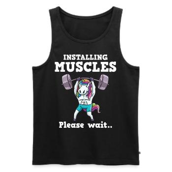 Unicorn Muscle Workout Fitness Training Sport - Men's Premium Organic Tank Top - black - Front - Michal (187cm)
