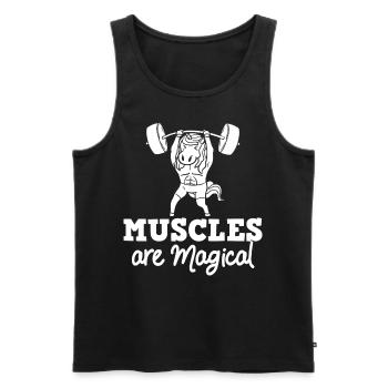 Unicorn Muscle Workout Fitness Training Sport - Men's Premium Organic Tank Top - black - Front - Michal (187cm)