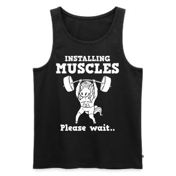 Unicorn Muscle Workout Fitness Training Sport - Men's Premium Organic Tank Top - black - Front - Michal (187cm)