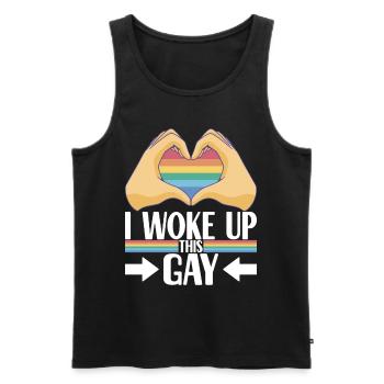 LGBTQ Gay Pride Schwul - Men's Premium Organic Tank Top - black - Front - Michal (187cm)