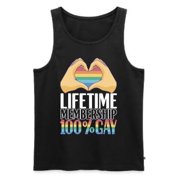 LGBTQ Gay Pride Schwul - Men's Premium Organic Tank Top - black - Front - Michal (187cm)