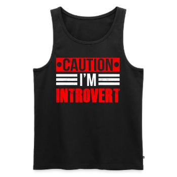 Caution I Am An Introvert Shy - Men's Premium Organic Tank Top - black - Front - AI Model Male 178 light (178cm)