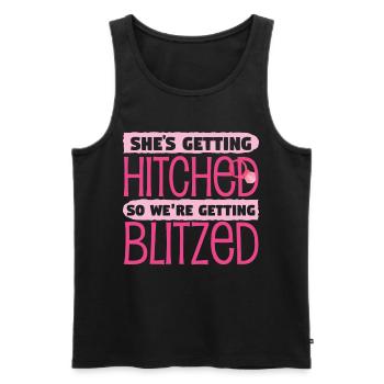 Shes Getting Hitched So Were Getting Blitzed - Men's Premium Organic Tank Top - black - Front - Michal (187cm)
