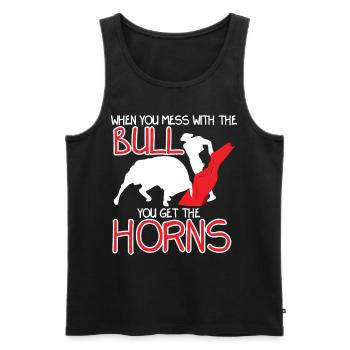 When You Mess With The Bull You Get Horns - Men's Premium Organic Tank Top - black - Front - Michal (187cm)