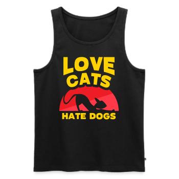 Chers Chats Haine Chiens Amoureux des Animaux De Compagnie Chat - Débardeur bio Premium Homme - noir - Devant - AI Model Male 178 light (178cm)
