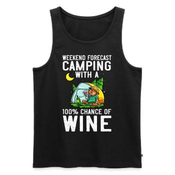 Camping Wine Drinker Beginner Camper Hiking - Men's Premium Organic Tank Top - black - Front - Michal (187cm)