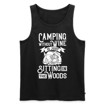 Camping Wine Drinker Beginner Camper Hiking - Men's Premium Organic Tank Top - black - Front - Michal (187cm)