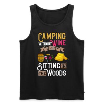 Camping Wine Drinker Beginner Camper Hiking - Men's Premium Organic Tank Top - black - Front - Michal (187cm)