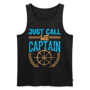 Just call me captain boat boating ship - Men's Premium Organic Tank Top - black - Front - Michal (187cm)
