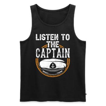 Écoutez le Captain Ship Boat Yacht Boat - Débardeur bio Premium Homme - noir - Devant - Michal (187cm)