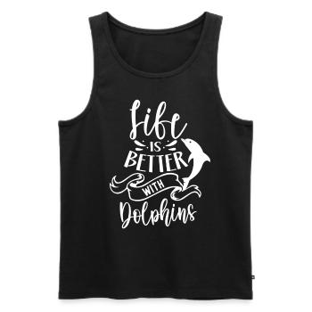 Das Leben Ist Besser Mit Delfinen Delfine Delfin - Männer Premium Bio Tank Top - Schwarz - Vorne - Michal (187cm)