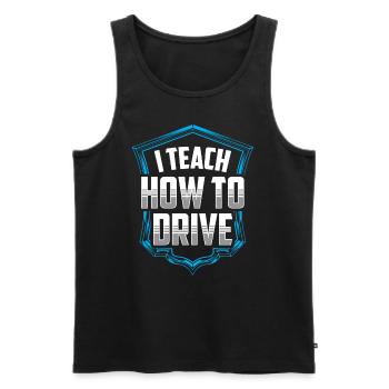 J’apporte la conduite à l’école de conduite Driving Instructor - Débardeur bio Premium Homme - noir - Devant - Michal (187cm)