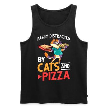 Pizza Katze Essen Pizzeria Italienisch Kätzchen - Männer Premium Bio Tank Top - Schwarz - Vorne - AI Model Male 178 light (178cm)