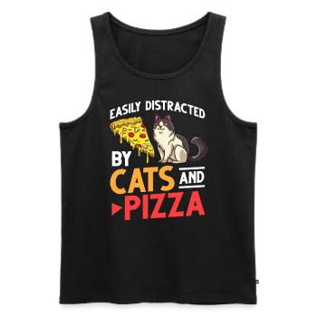 Pizza Katze Essen Pizzeria Italienisch Kätzchen - Männer Premium Bio Tank Top - Schwarz - Vorne - AI Model Male 178 light (178cm)