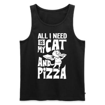 Pizza Katze Essen Pizzeria Italienisch Kätzchen - Männer Premium Bio Tank Top - Schwarz - Vorne - AI Model Male 178 light (178cm)