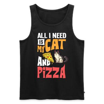 Pizza Katze Essen Pizzeria Italienisch Kätzchen - Männer Premium Bio Tank Top - Schwarz - Vorne - AI Model Male 178 light (178cm)