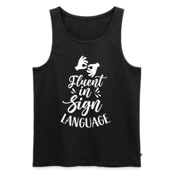 Maîtrise des signes de sensibilisation à la langue des signes - Débardeur bio Premium Homme - noir - Devant - Michal (187cm)