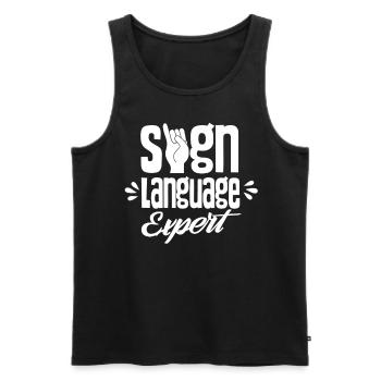 Gebärdensprache Experte Gestik Gebärden Awareness - Männer Premium Bio Tank Top - Schwarz - Vorne - Michal (187cm)